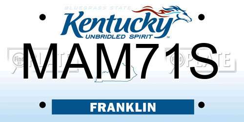 MAM71S Kentucky License Plate