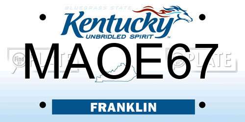 MAOE67 Kentucky License Plate