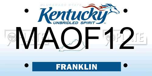 MAOF12 Kentucky License Plate