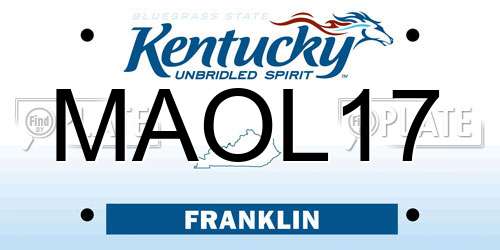 MAOL17 Kentucky License Plate