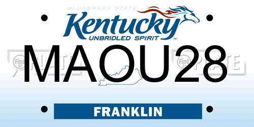 MAOU28 Kentucky License Plate