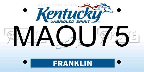 MAOU75 Kentucky License Plate