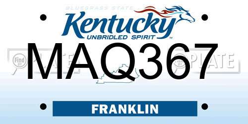MAQ367 Kentucky License Plate