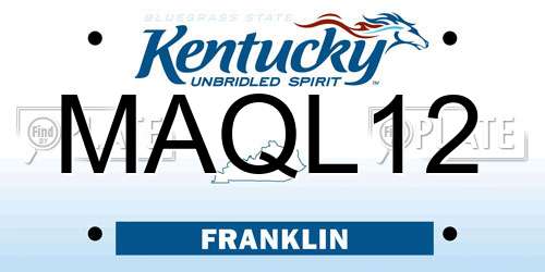 MAQL12 Kentucky License Plate