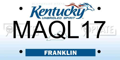 MAQL17 Kentucky License Plate
