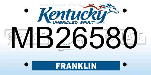 MB26580 Kentucky License Plate