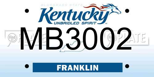 MB3002 Kentucky License Plate