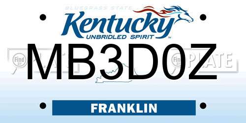 MB3D0Z Kentucky License Plate