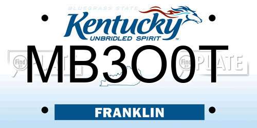 MB3O0T Kentucky License Plate