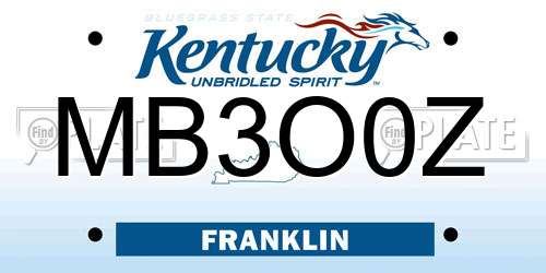 MB3O0Z Kentucky License Plate