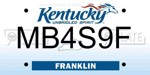 MB4S9F Kentucky License Plate