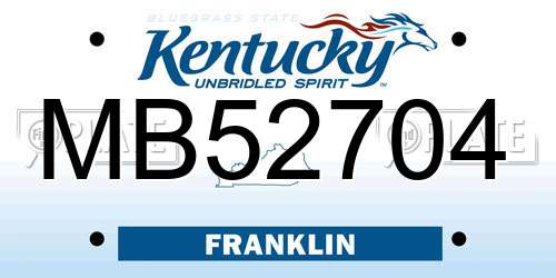 MB52704 Kentucky License Plate
