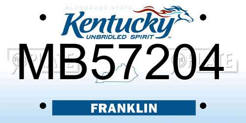 MB57204 Kentucky License Plate