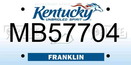 MB57704 Kentucky License Plate
