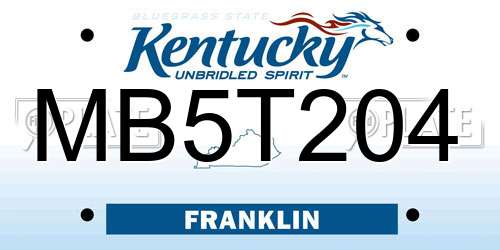 MB5T204 Kentucky License Plate