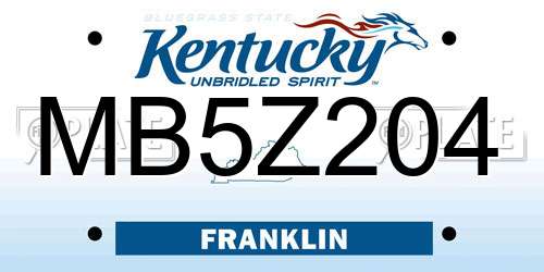 MB5Z204 Kentucky License Plate