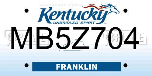 MB5Z704 Kentucky License Plate