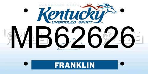 MB62626 Kentucky License Plate
