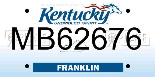 MB62676 Kentucky License Plate