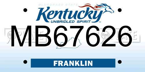 MB67626 Kentucky License Plate