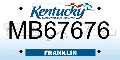 MB67676 Kentucky License Plate