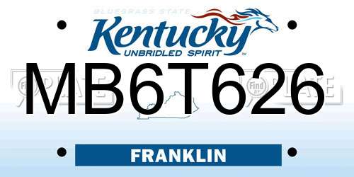 MB6T626 Kentucky License Plate