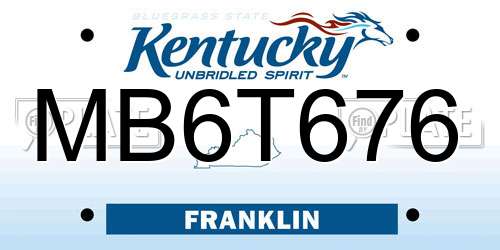 MB6T676 Kentucky License Plate
