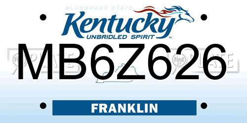 MB6Z626 Kentucky License Plate