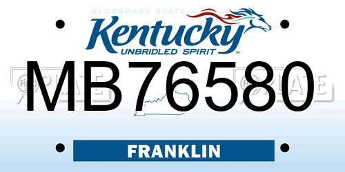 MB76580 Kentucky License Plate