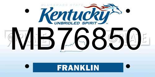 MB76850 Kentucky License Plate