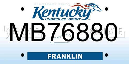 MB76880 Kentucky License Plate