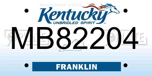 MB82204 Kentucky License Plate