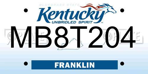 MB8T204 Kentucky License Plate