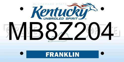MB8Z204 Kentucky License Plate