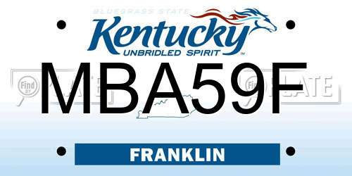 MBA59F Kentucky License Plate