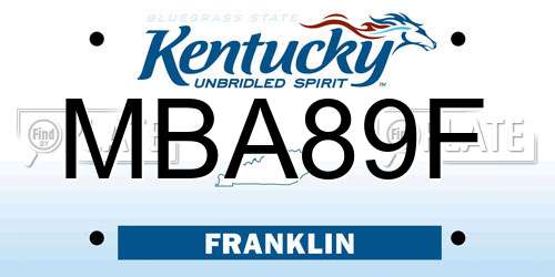 MBA89F Kentucky License Plate