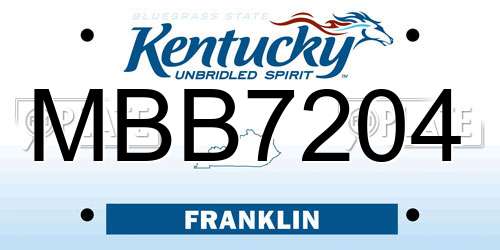 MBB7204 Kentucky License Plate
