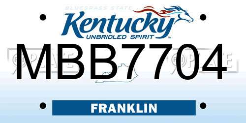 MBB7704 Kentucky License Plate