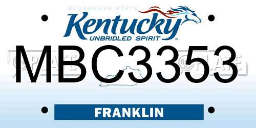 MBC3353 Kentucky License Plate