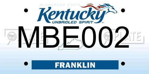 MBE002 Kentucky License Plate