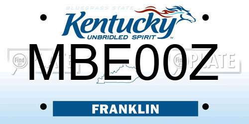 MBE00Z Kentucky License Plate
