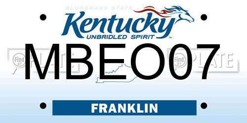 MBEO07 Kentucky License Plate
