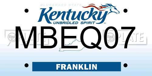 MBEQ07 Kentucky License Plate