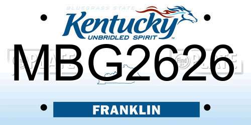 MBG2626 Kentucky License Plate