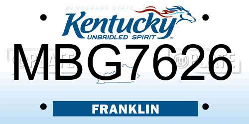 MBG7626 Kentucky License Plate