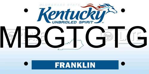 MBGTGTG Kentucky License Plate