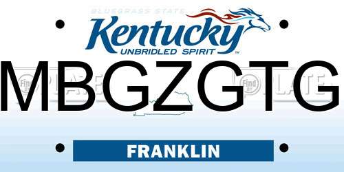 MBGZGTG Kentucky License Plate