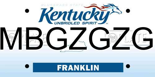 MBGZGZG Kentucky License Plate