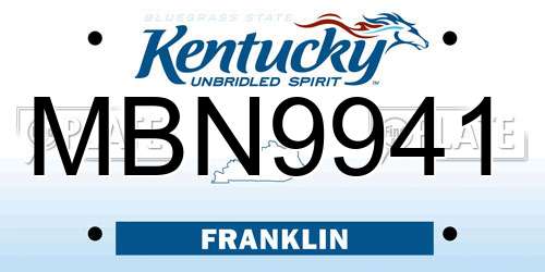 MBN9941 Kentucky License Plate