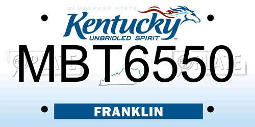 MBT6550 Kentucky License Plate